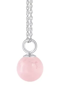 Sterling Silver 6mm Sphere Rose Quartz Pendant Necklace