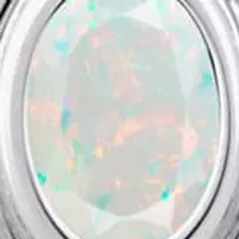 Lab Created Sterling Silver 6x4mm Oval Created Opal Locket Pendant Necklace