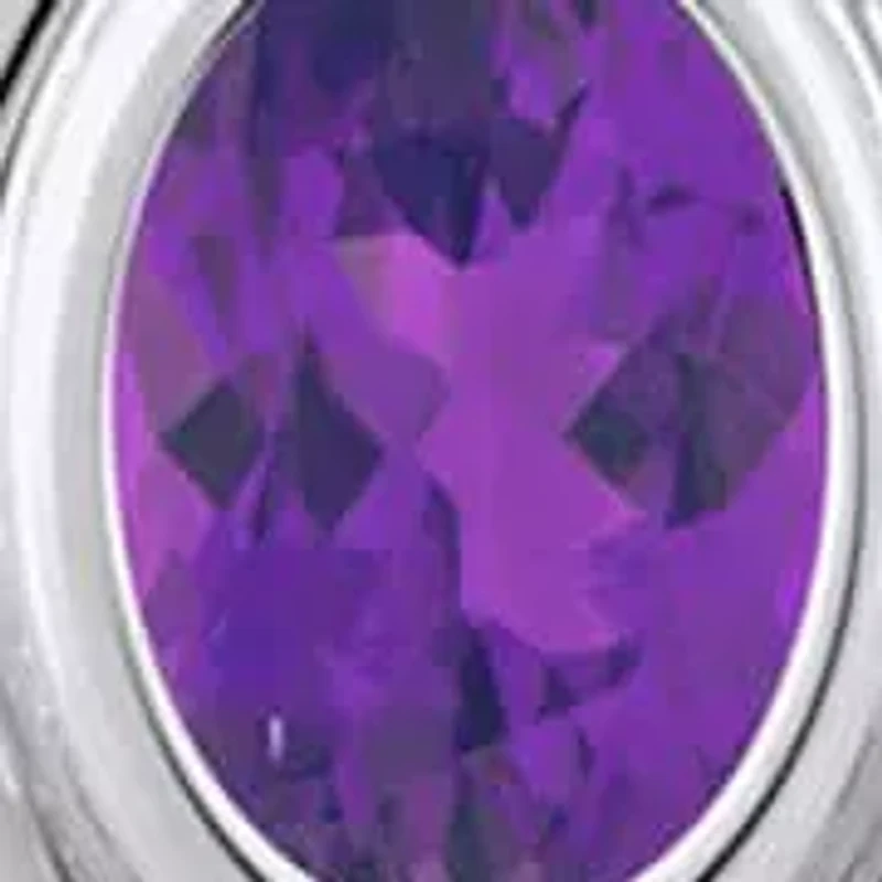 Sterling Silver 6x4mm Oval Amethyst Locket Pendant Necklace