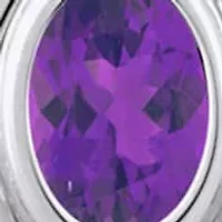 Sterling Silver 6x4mm Oval Amethyst Locket Pendant Necklace