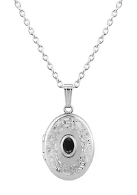 Sterling Silver 6x4mm Oval Black Onyx Locket Pendant Necklace