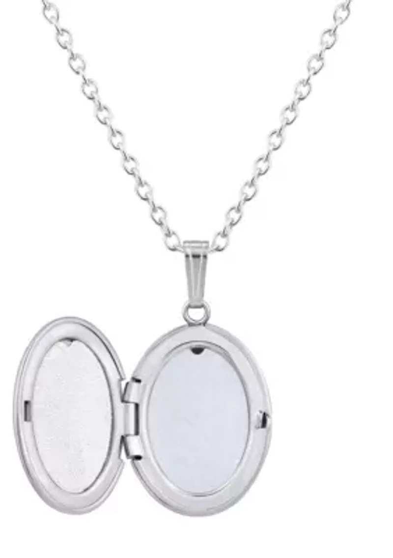 Sterling Silver 6x4mm Oval Citrine Locket Pendant Necklace