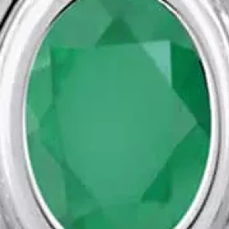 Sterling Silver 6x4mm Oval Emerald Locket Pendant Necklace