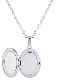 Sterling Silver 6x4mm Oval Garnet Locket Pendant Necklace