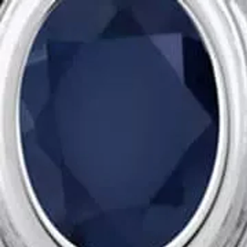 Sterling Silver 6x4mm Oval Sapphire Locket Pendant Necklace