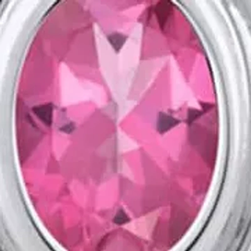 Sterling Silver 6x4mm Oval Pink Topaz Locket Pendant Necklace