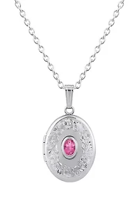 Sterling Silver 6x4mm Oval Pink Topaz Locket Pendant Necklace
