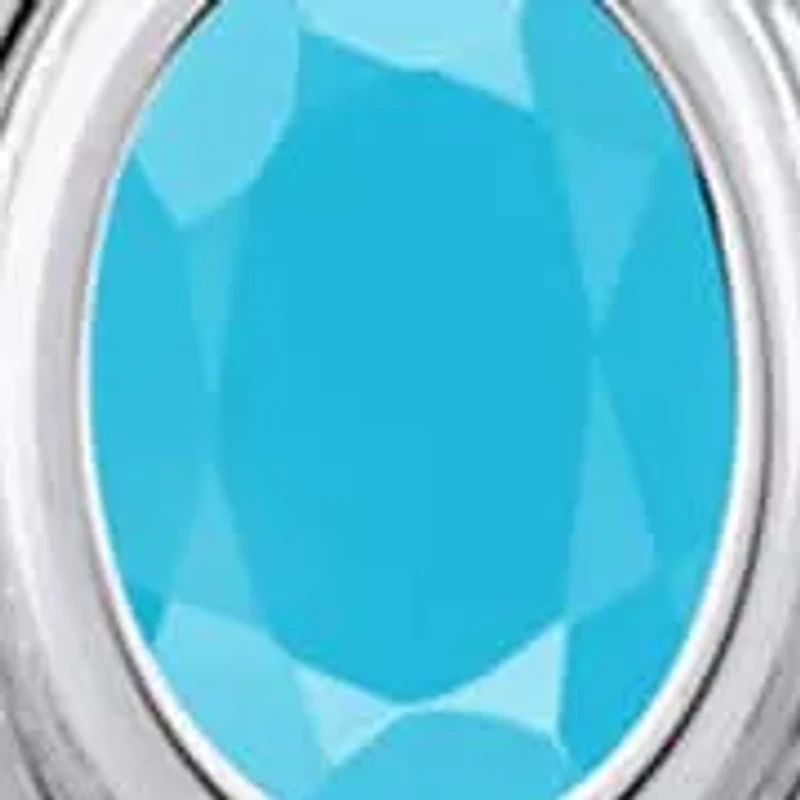 Sterling Silver 6x4mm Oval Turquoise Locket Pendant Necklace