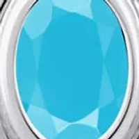 Sterling Silver 6x4mm Oval Turquoise Locket Pendant Necklace