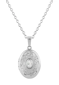 Sterling Silver 6x4mm Oval Topaz Locket Pendant Necklace