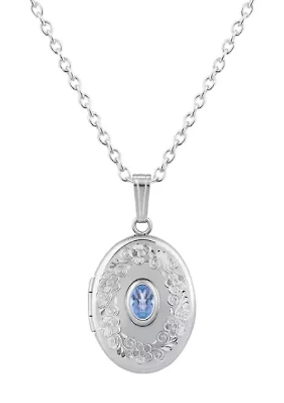 Sterling Silver 6x4mm Oval Tanzanite Locket Pendant Necklace