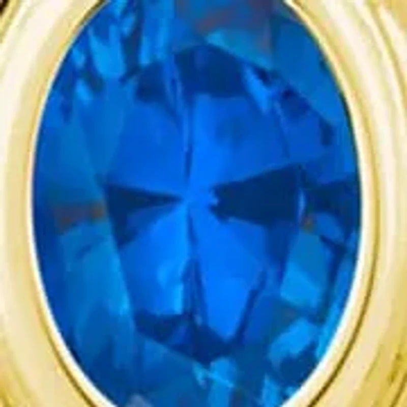 Lab Created Sterling Silver/14K Yellow Gold Plated 6x4mm Oval Created Sapphire Locket Pendant Necklace