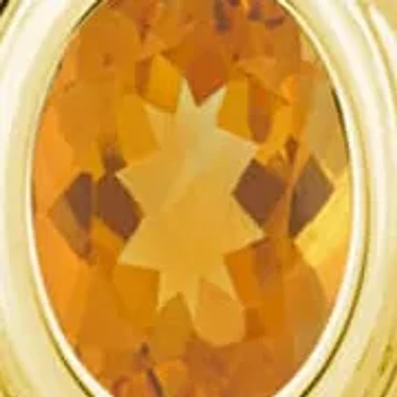 Sterling Silver/14K Yellow Gold Plated 6x4mm Oval Citrine Locket Pendant Necklace