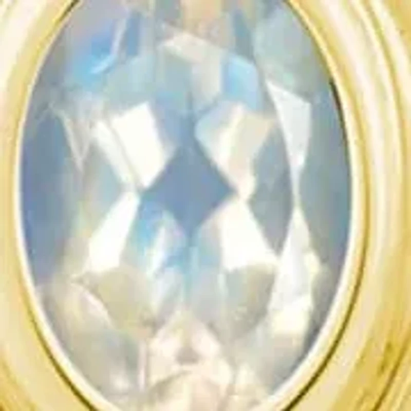 Sterling Silver/14K Yellow Gold Plated 6x4mm Oval Moonstone Locket Pendant Necklace