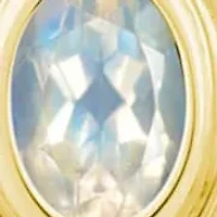 Sterling Silver/14K Yellow Gold Plated 6x4mm Oval Moonstone Locket Pendant Necklace