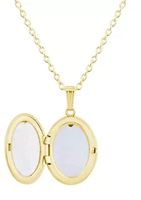 Sterling Silver/14K Yellow Gold Plated 6x4mm Oval Moonstone Locket Pendant Necklace
