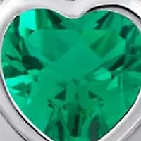 Lab Created Sterling Silver 5mm Heart Shape Created Emerald Locket Pendant Necklace