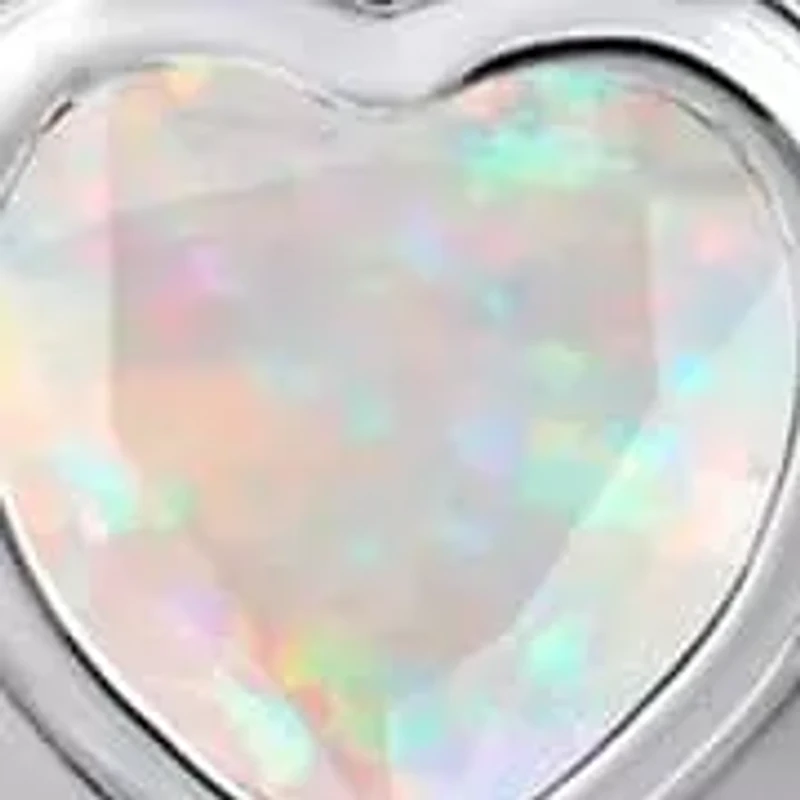 Lab Created Sterling Silver 5mm Heart Shape Created Opal Locket Pendant Necklace