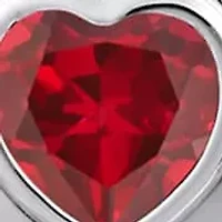 Lab Created Sterling Silver 5mm Heart Shape Created Ruby Locket Pendant Necklace