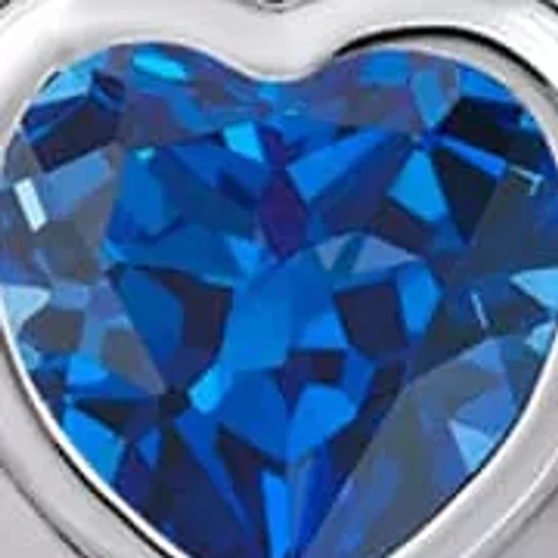 Lab Created Sterling Silver 5mm Heart Shape Created Sapphire Locket Pendant Necklace