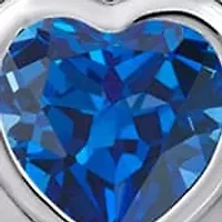 Lab Created Sterling Silver 5mm Heart Shape Created Sapphire Locket Pendant Necklace