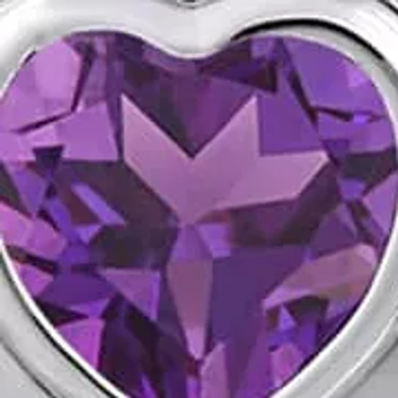 Sterling Silver 5mm Heart Shape Amethyst Locket Pendant Necklace