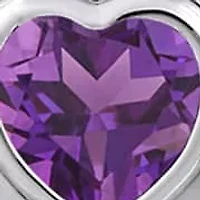 Sterling Silver 5mm Heart Shape Amethyst Locket Pendant Necklace