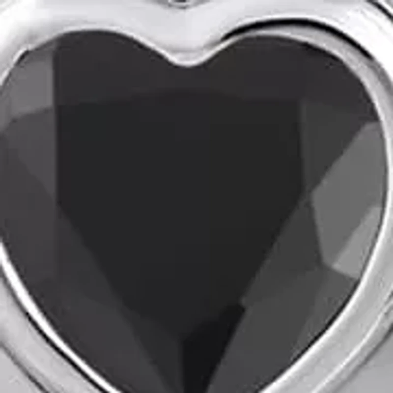 Sterling Silver 5mm Heart Shape Black Onyx Locket Pendant Necklace