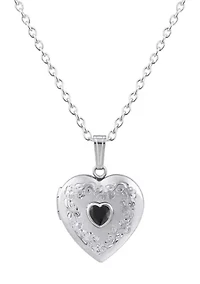 Sterling Silver 5mm Heart Shape Black Onyx Locket Pendant Necklace