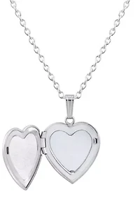 Sterling Silver 5mm Heart Shape Black Onyx Locket Pendant Necklace