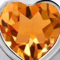 Sterling Silver 5mm Heart Shape Citrine Locket Pendant Necklace