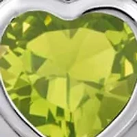 Sterling Silver 5mm Heart Shape Peridot Locket Pendant Necklace