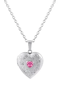 Sterling Silver 5mm Heart Shape Topaz Locket Pendant Necklace