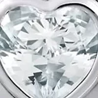 Sterling Silver 5mm Heart Shape White Topaz Locket Pendant Necklace