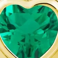 Lab Created Sterling Silver/14K Yellow Gold Plated 5mm Heart Shape Created Emerald Locket Pendant Necklace