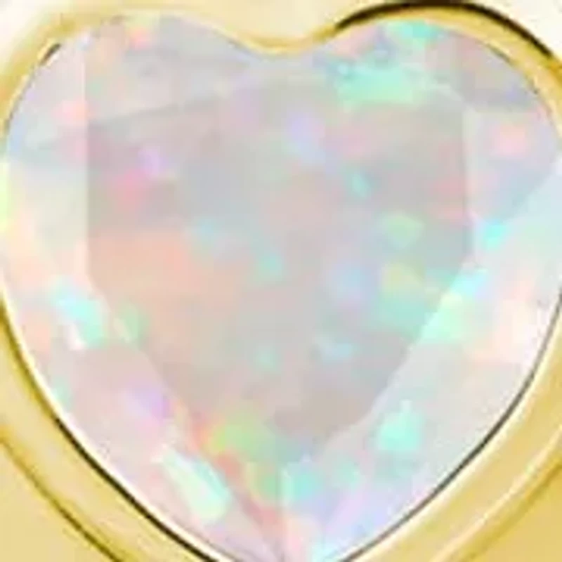 Lab Created Sterling Silver/14K Yellow Gold Plated 5mm Heart Shape Created Opal Locket Pendant Necklace