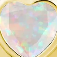 Lab Created Sterling Silver/14K Yellow Gold Plated 5mm Heart Shape Created Opal Locket Pendant Necklace