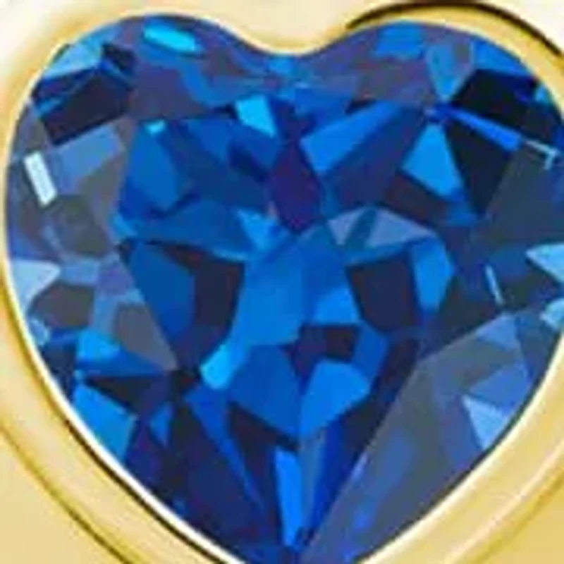 Lab Created Sterling Silver/14K Yellow Gold Plated 5mm Heart Shape Created Sapphire Locket Pendant Necklace