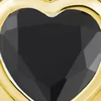 Sterling Silver/14K Yellow Gold Plated 5mm Heart Shape Black Onyx Locket Pendant Necklace