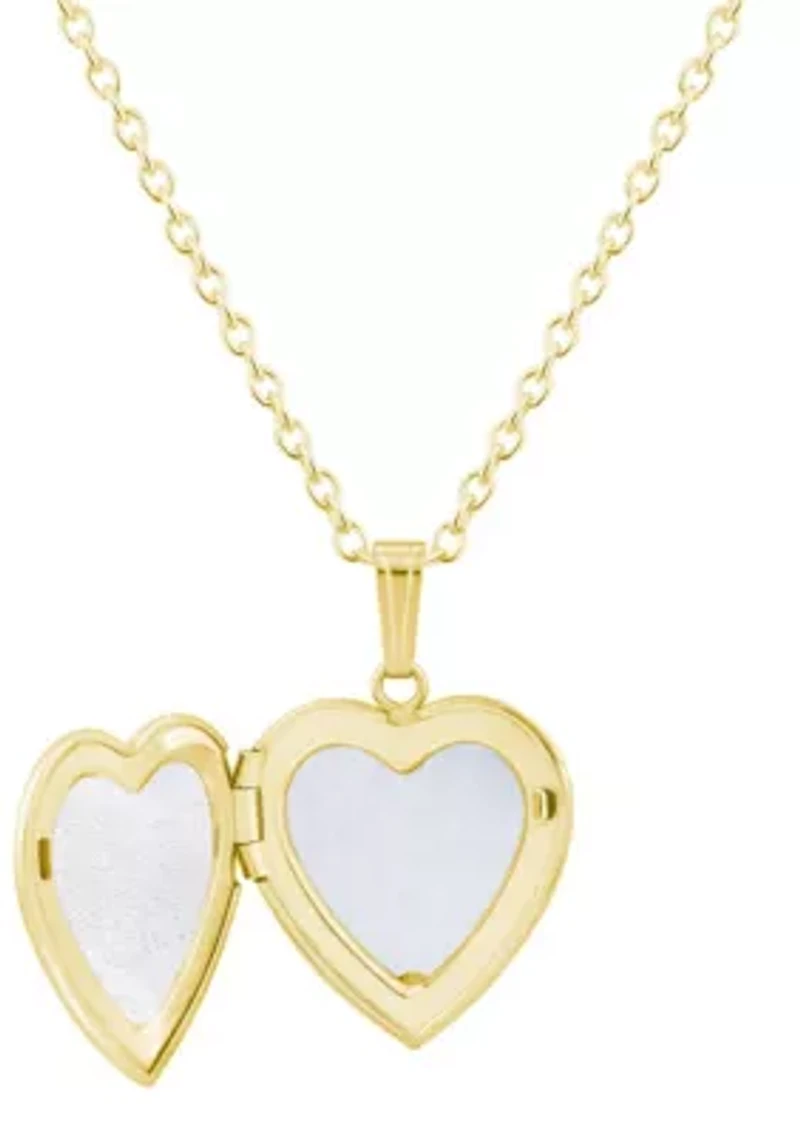 Sterling Silver/14K Yellow Gold Plated 5mm Heart Shape Citrine Locket Pendant Necklace