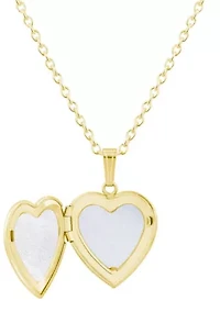 Sterling Silver/14K Yellow Gold Plated 5mm Heart Shape Citrine Locket Pendant Necklace
