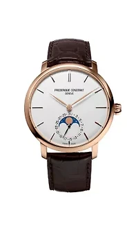 Swiss Men's Slimline Manufacture Moonphase Brown Leather Strap Watch