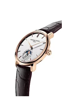Swiss Men's Slimline Manufacture Moonphase Brown Leather Strap Watch