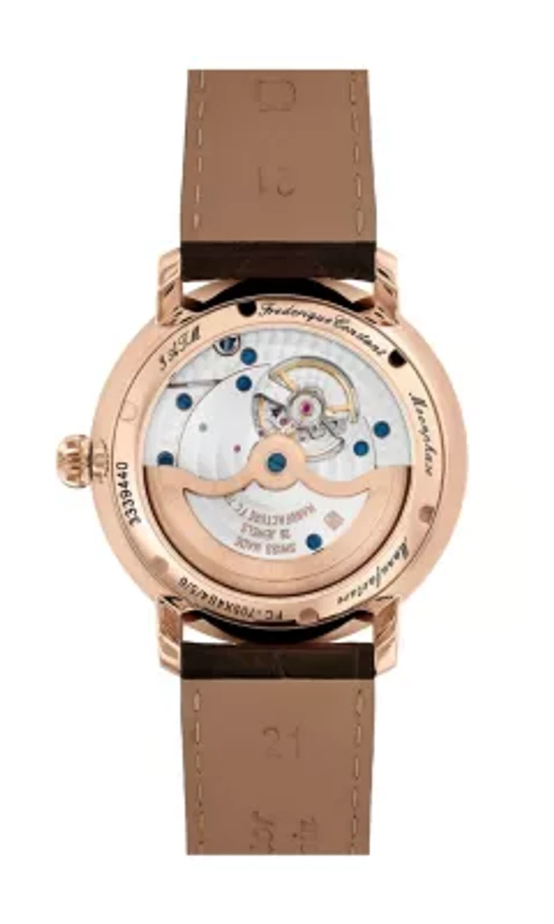 Swiss Men's Slimline Manufacture Moonphase Brown Leather Strap Watch