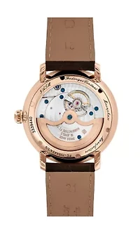 Swiss Men's Slimline Manufacture Moonphase Brown Leather Strap Watch