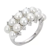 Lab Created Sterling Silver Freshwater Pearl Ring