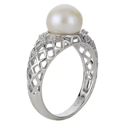 Lab Created Sterling Silver Freshwater Pearl Ring