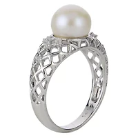 Lab Created Sterling Silver Freshwater Pearl Ring