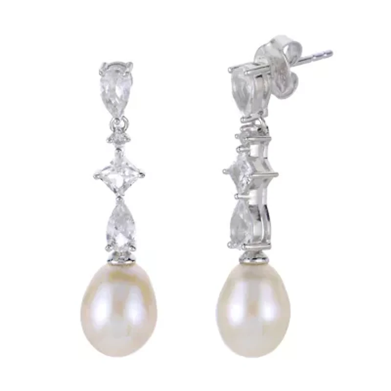 Lab Created Sterling Silver Freshwater Pearl Earring