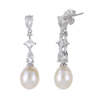 Lab Created Sterling Silver Freshwater Pearl Earring